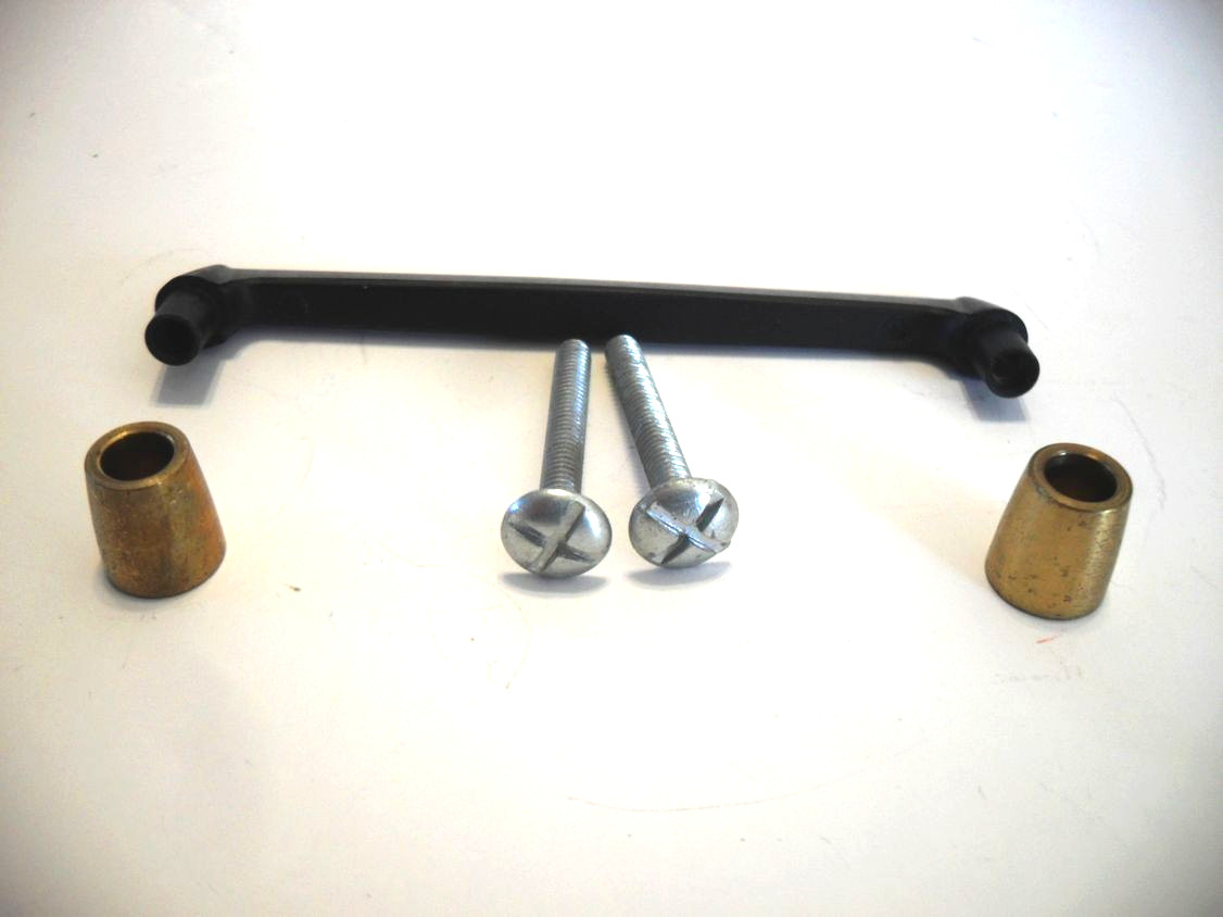 Vintage Nos Ebony Satin Black Drawer Pull w Brass Trim Bases Cabinet Door Handle