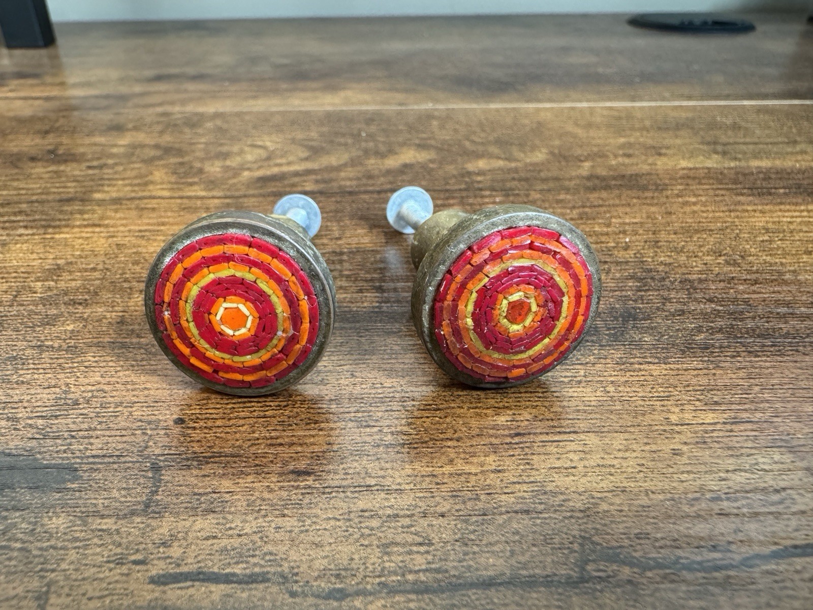 George Nelson Or Pepe Mendoza Pull Knobs Mid Century Micro Mosaic Brass Design