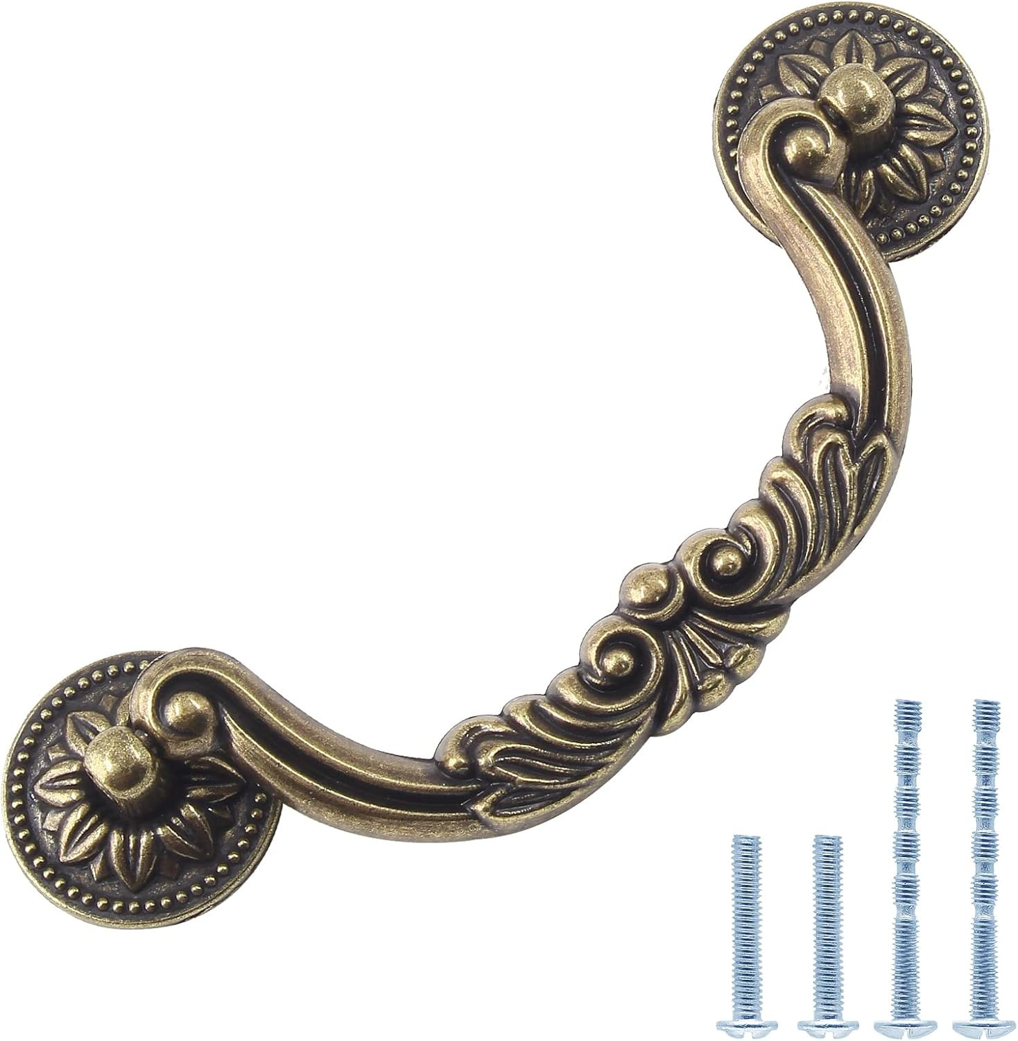 6PCS Antique Drop Bail Pulls, 5 Inch Hole Center Shabby Chic Drawer Pulls Vintag