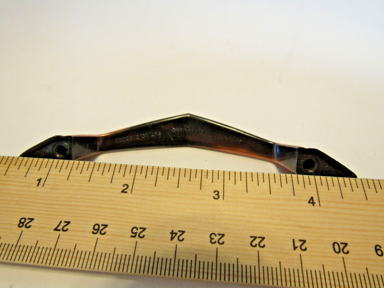 Vintage Nos Antique Copper Chevron Drawer Pull Cabinet Door Handle Ajax