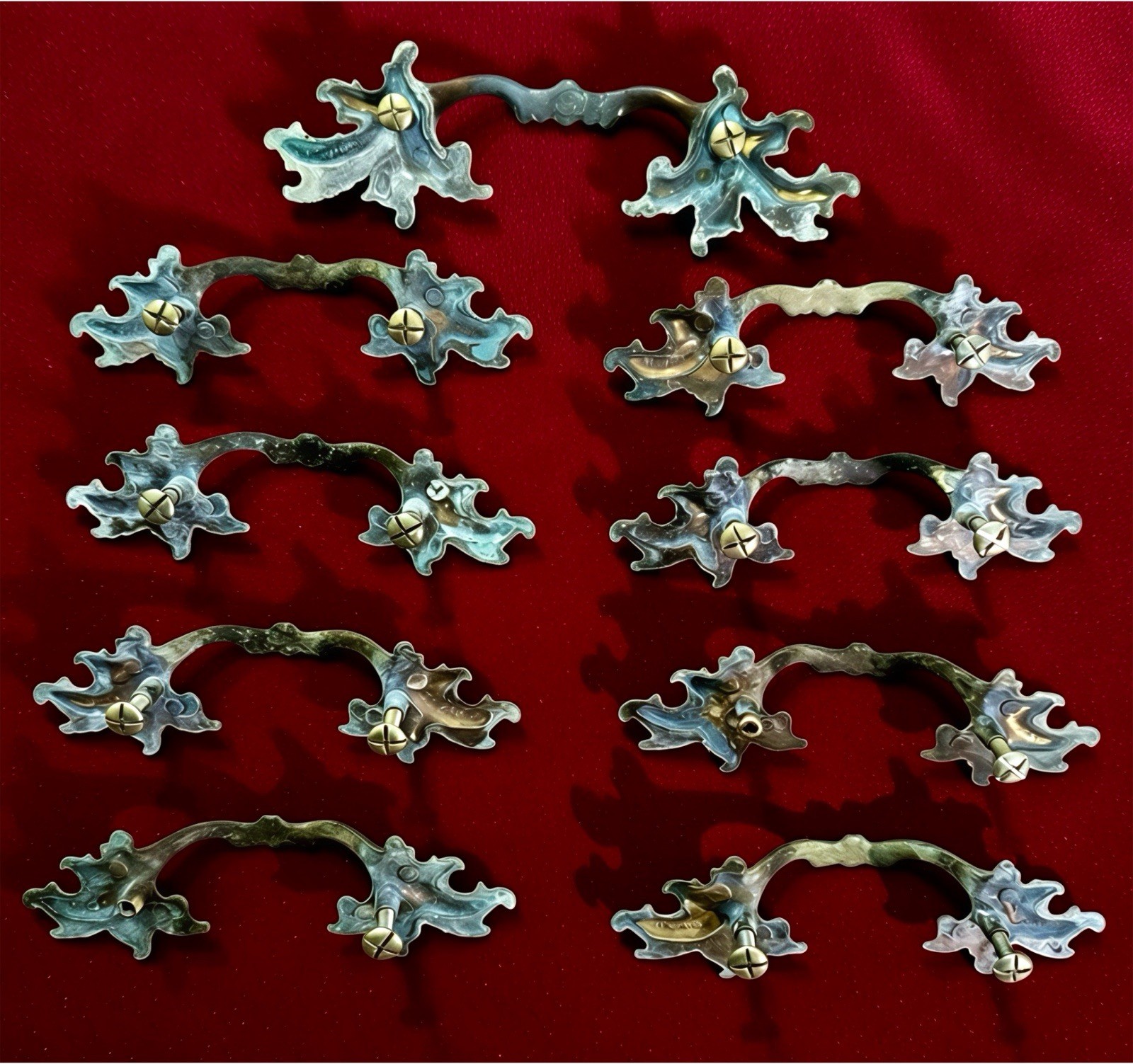Vintage Brass Drawer Pulls Lot of 9 *Keeler Brass Co 1960s | French Provincial