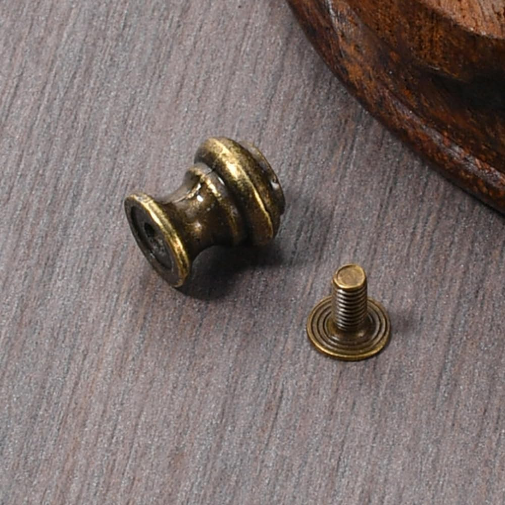 10Pcs Single Hole Mini Drawer Knobs, Antique Bronze Pulls Handles for Jewelry Bo