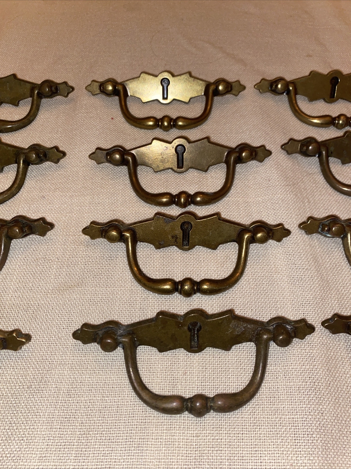 Amerock 314 Vintage Dark Brass Handle Faux Keyhole Drawer Pulls (15) 3” Center