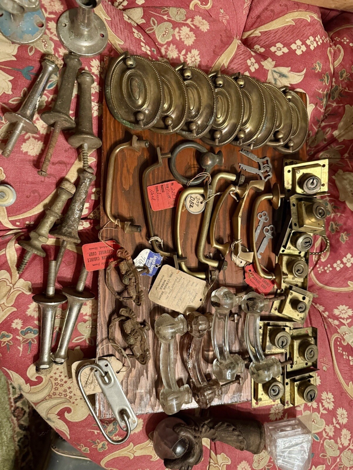 Vintage Cabinet Antique Drawer Pulls, Claw Foot & Stoppers Lot