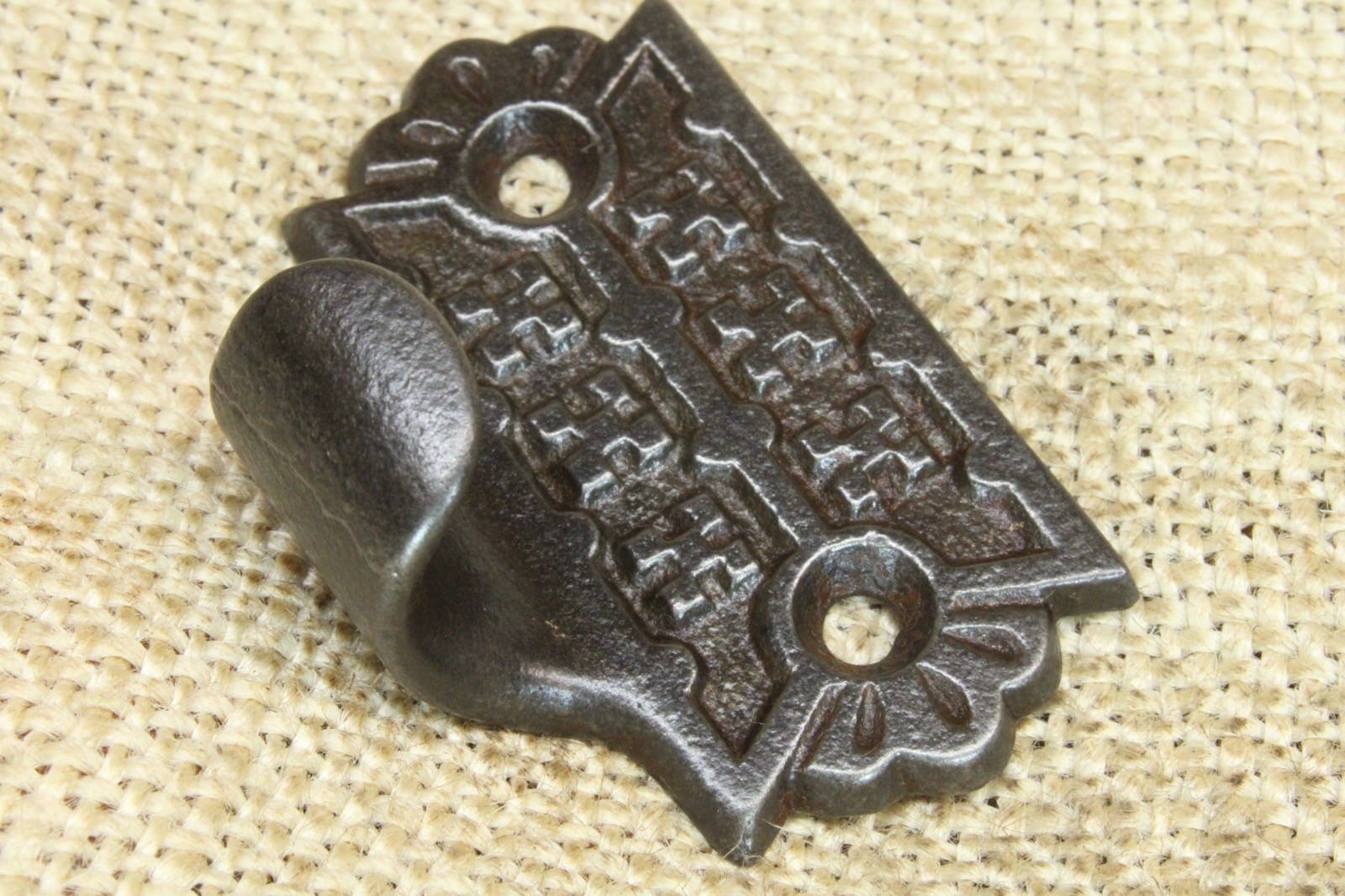 Old Window Sash Lift Pull Restored Cast Iron Eastlake Geometric X Flower Pattern