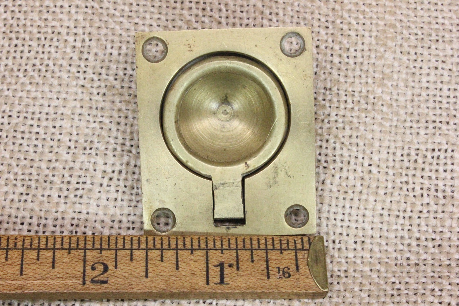 Old Door Pull Drop Finger Tip Flush Handle Treasure Box Vintage Solid Brass