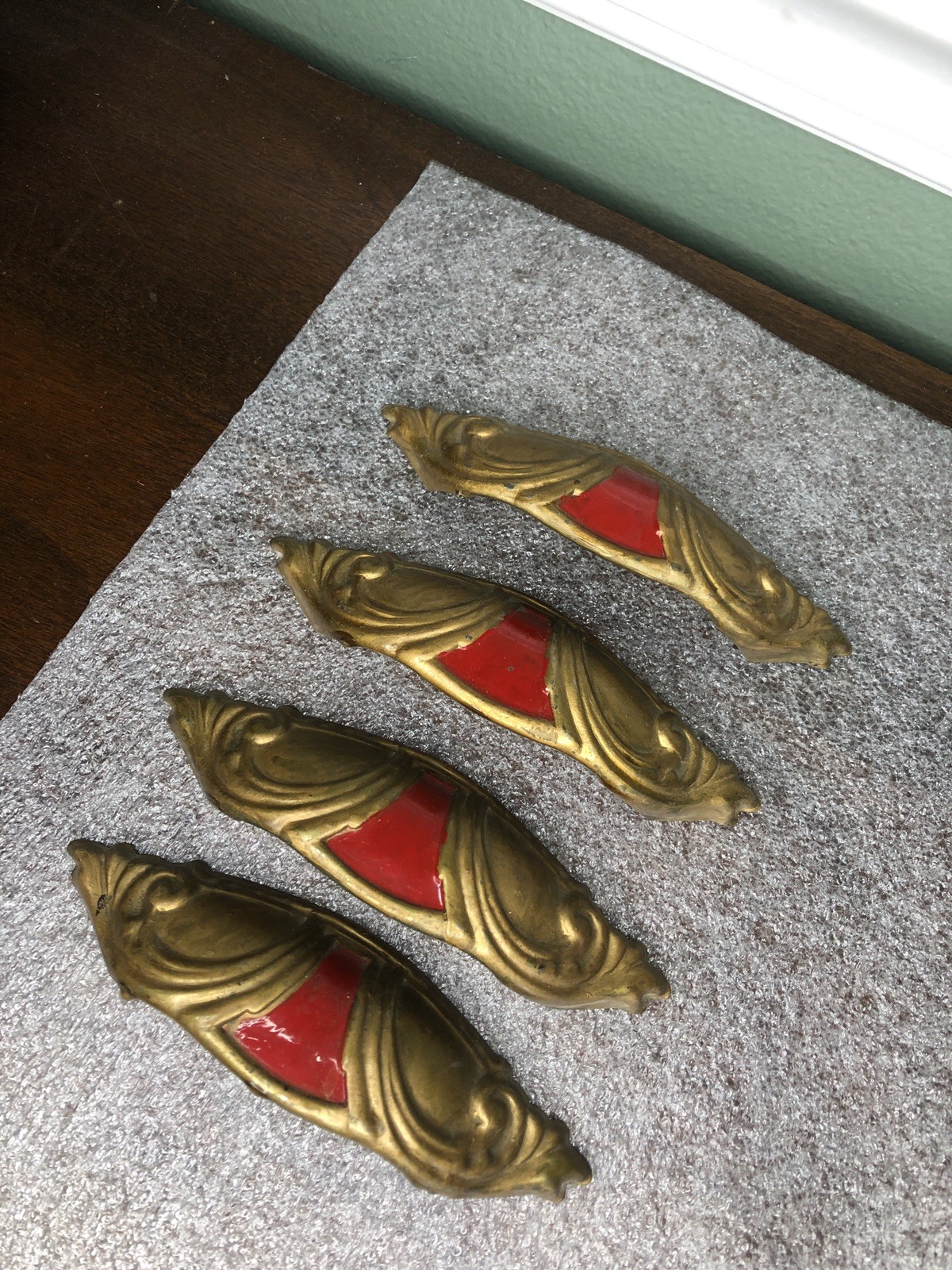 Four (4) Vintage Art Deco Waterfall Dresser Drawer Pulls