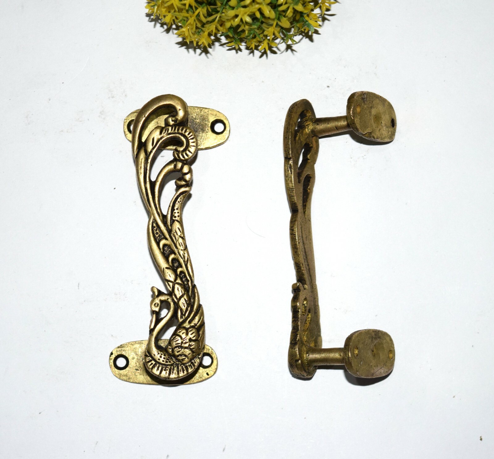 Peacock Design Handle Pair Brass Door Pull Bird Style Door Accessories GTX