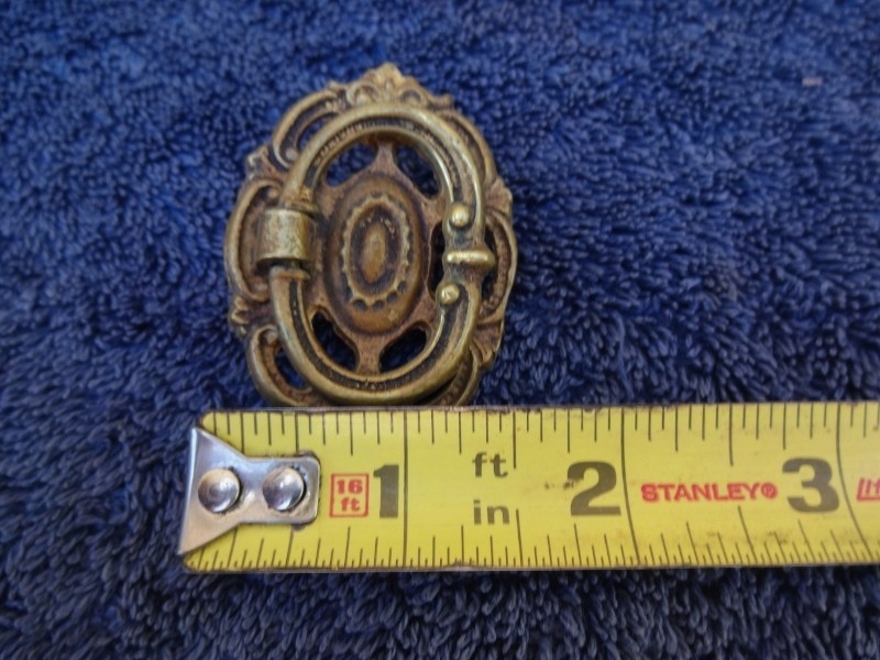 Vintage KBC Cast Brass Ornate Drop Bail Drawer Pulls Set of 6- 2in. x 1.25in.