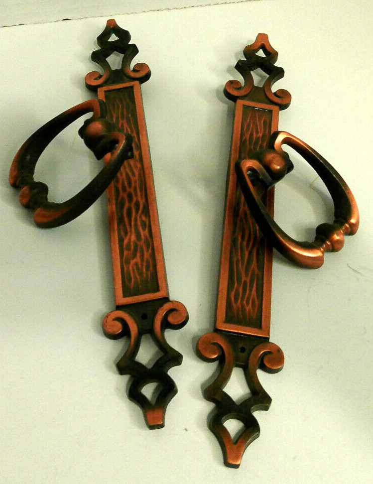 Vintage MCM Amerock Madeira 8.25″ Die Cast Ring Pulls Brass Tone