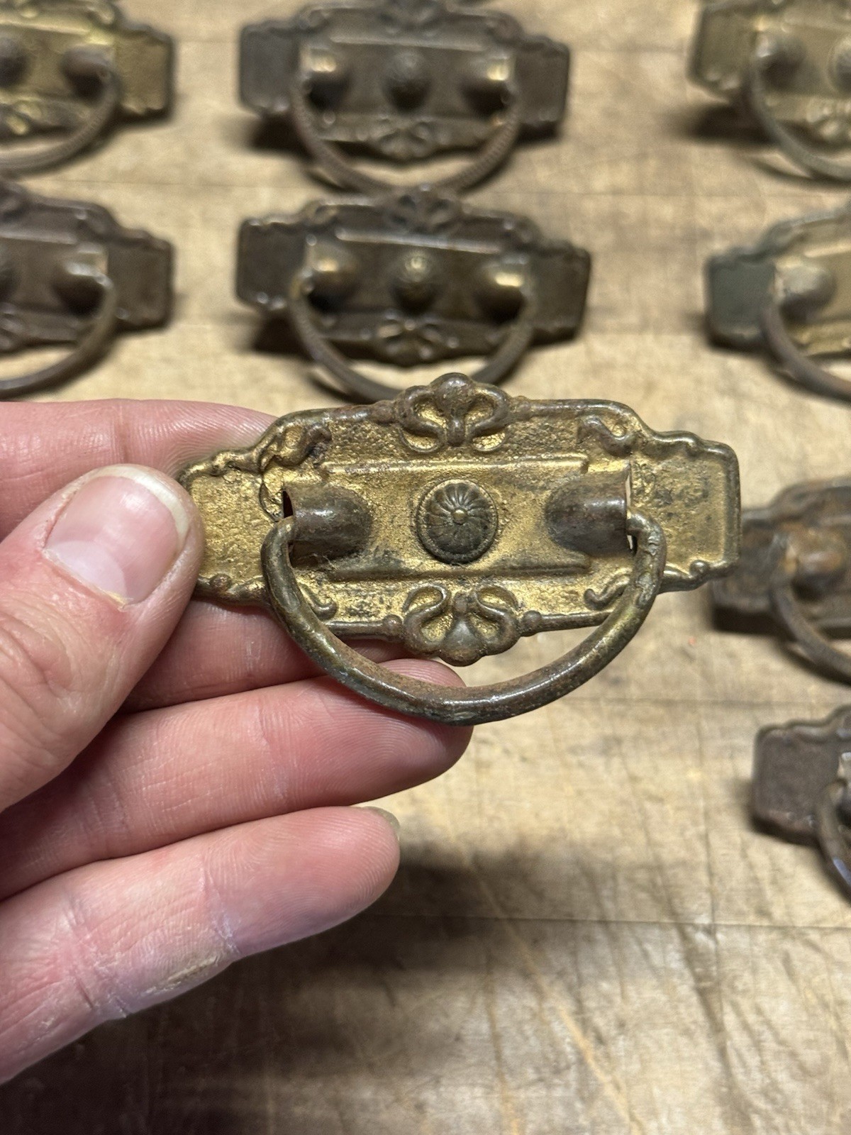 Antique Lot 15 Drawer dresser Pulls Cabinet Pulls- Detailed! – COMPLETE READY