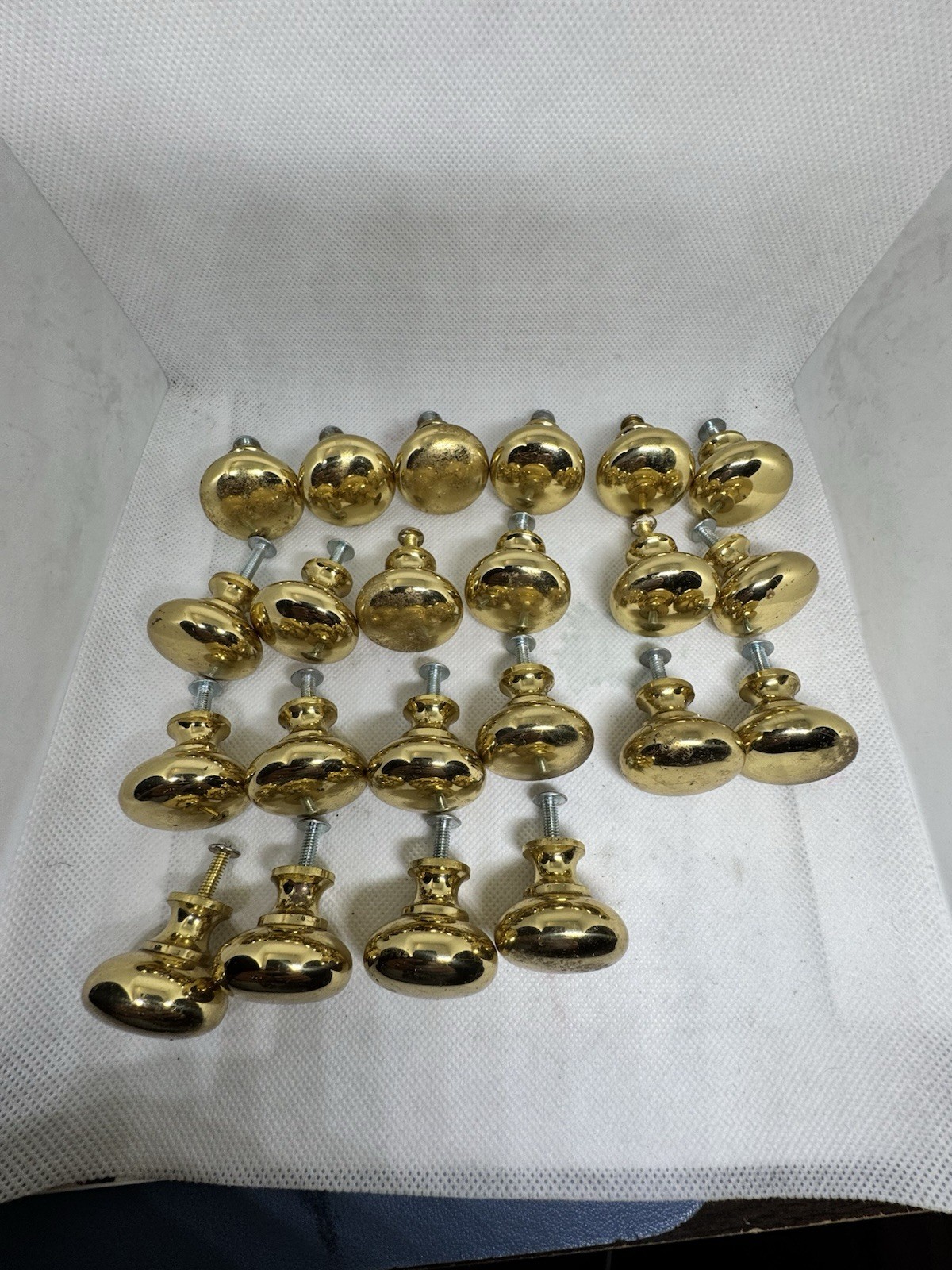 22 -matching vintage solid brass round drawer cabinet knobs pulls 1”x1”
