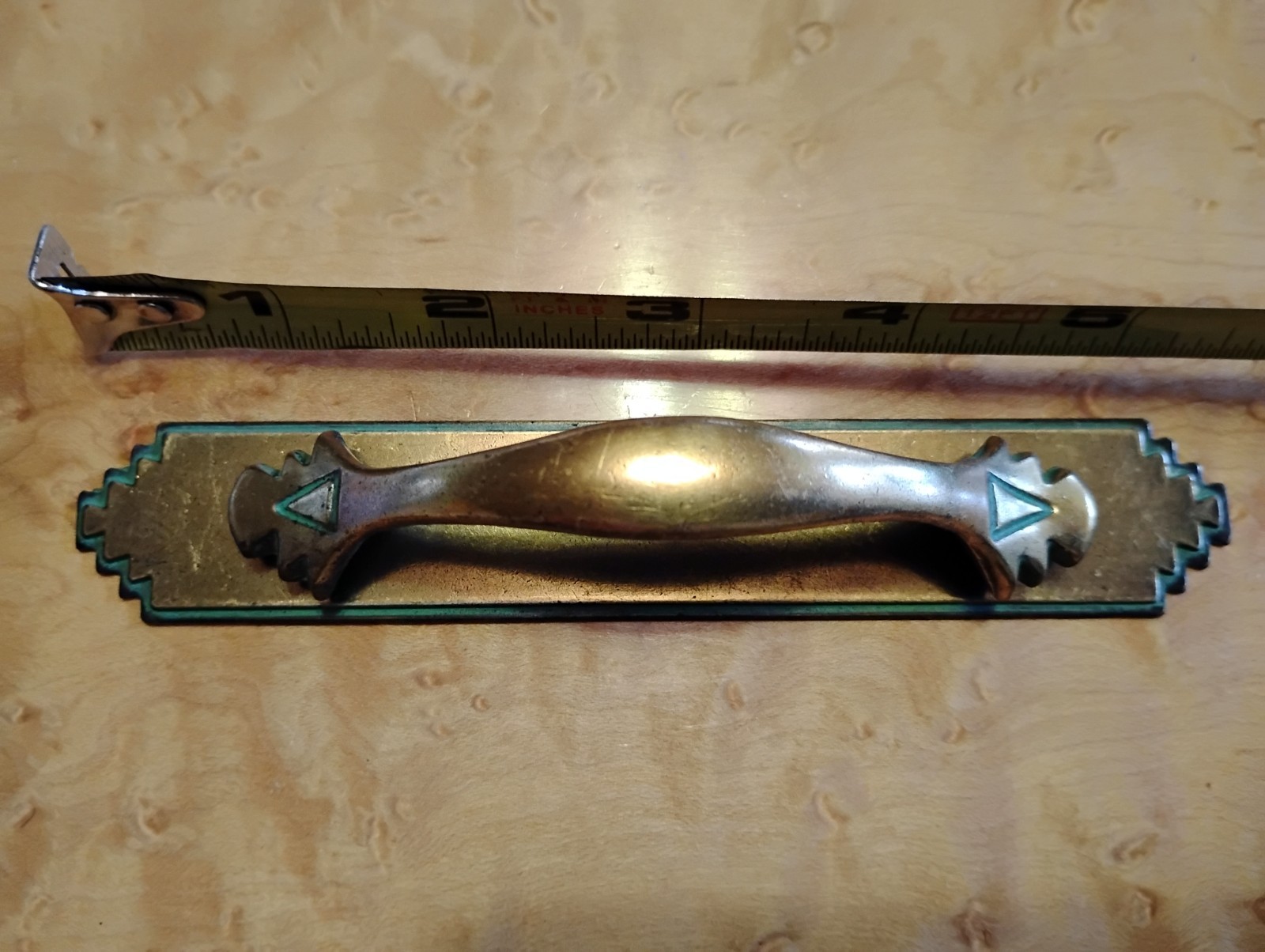 Vintage Art Deco Keeler Brass Co Green Dresser Drawer Pull Handle KBC