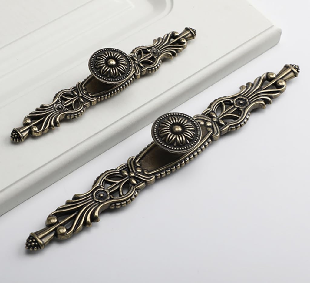 Antique Bronze Cabinet Pulls 6.5″ Zinc Alloy Handles Vintage Cabinet Hardware