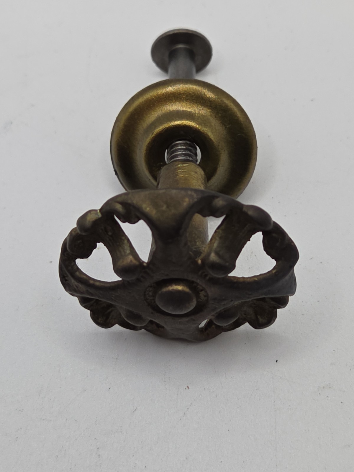 Vintage Ornate Brass Drawer Pulls Set of 3 With Screws