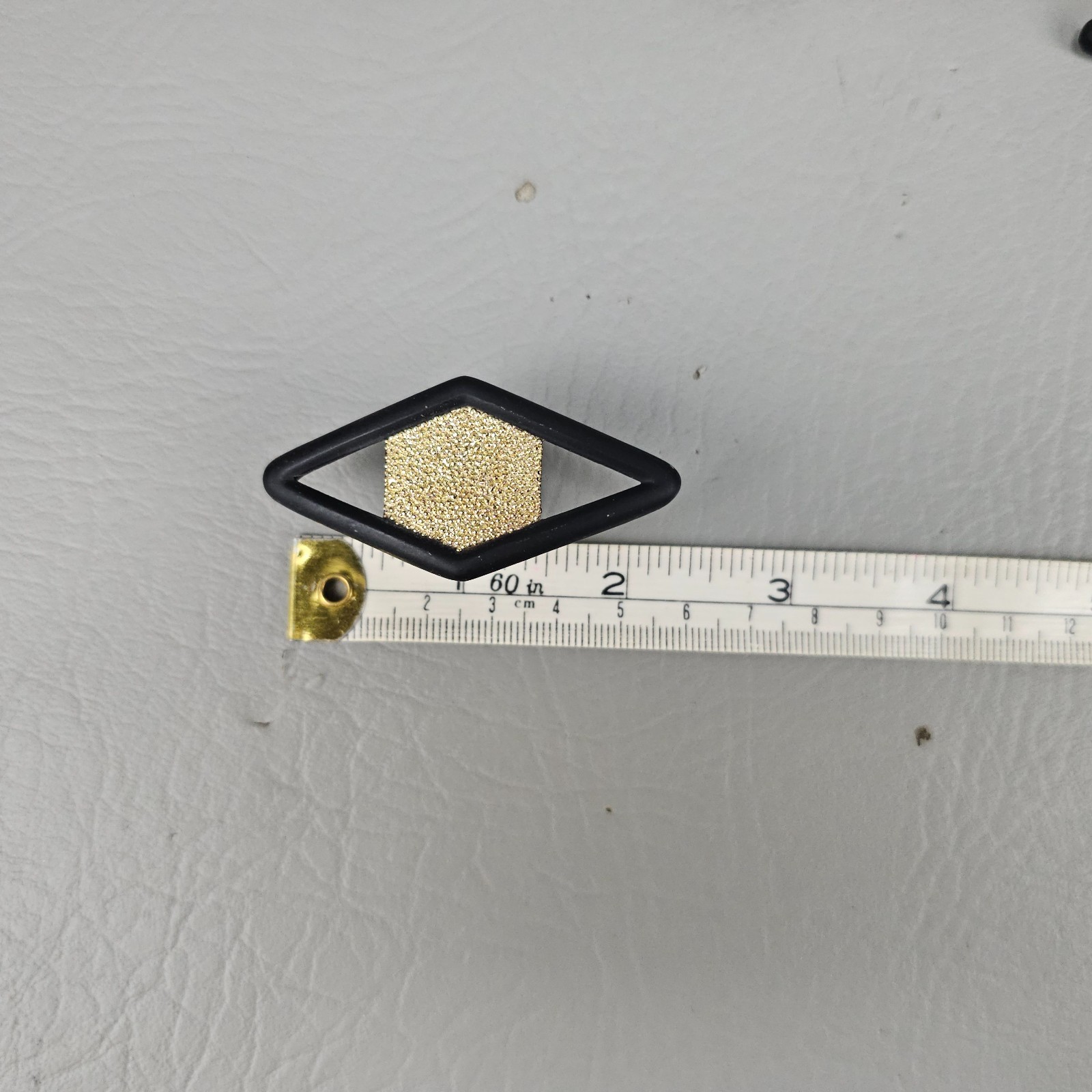 Set of 4 Vintage Diamond Drawer Cabinet Knobs Black Gold Retro MCM 2.25″