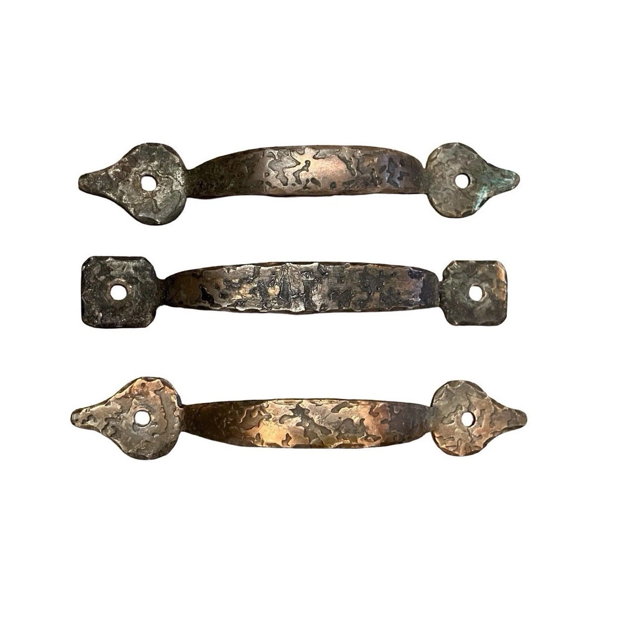 VTG Hammered Copper Cabinet Pulls Bar Handles MCM Prairie Reclaimed Lot Of 3