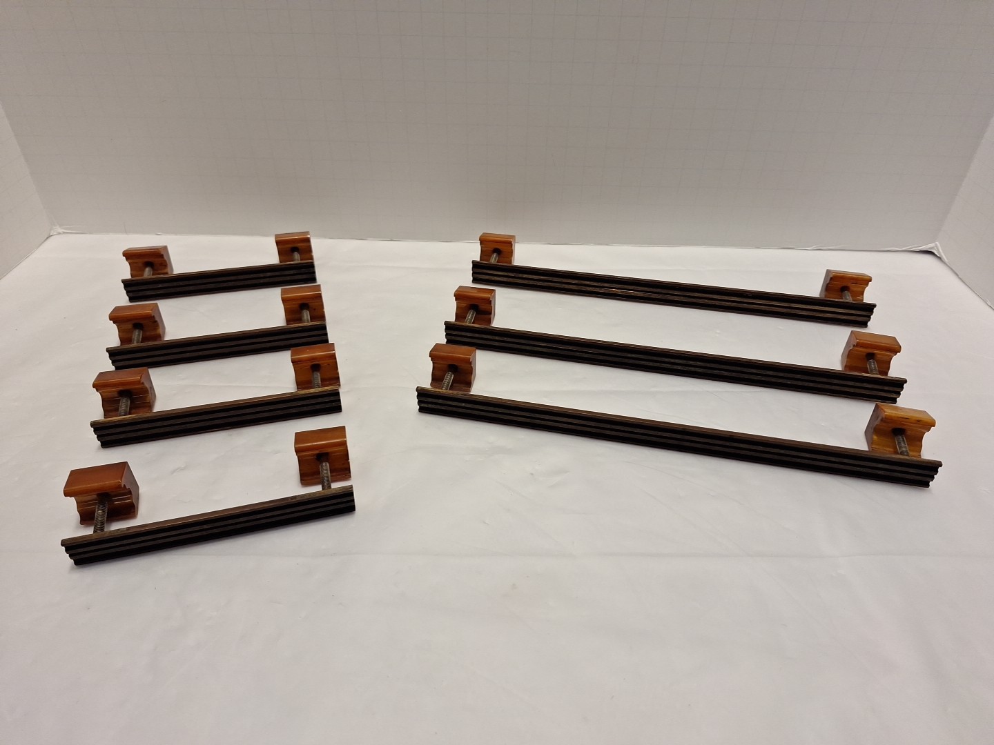 Set of 7 Pulls Butterscotch Solid Brass Bakelite Art Deco MCM Vintage Read Pics