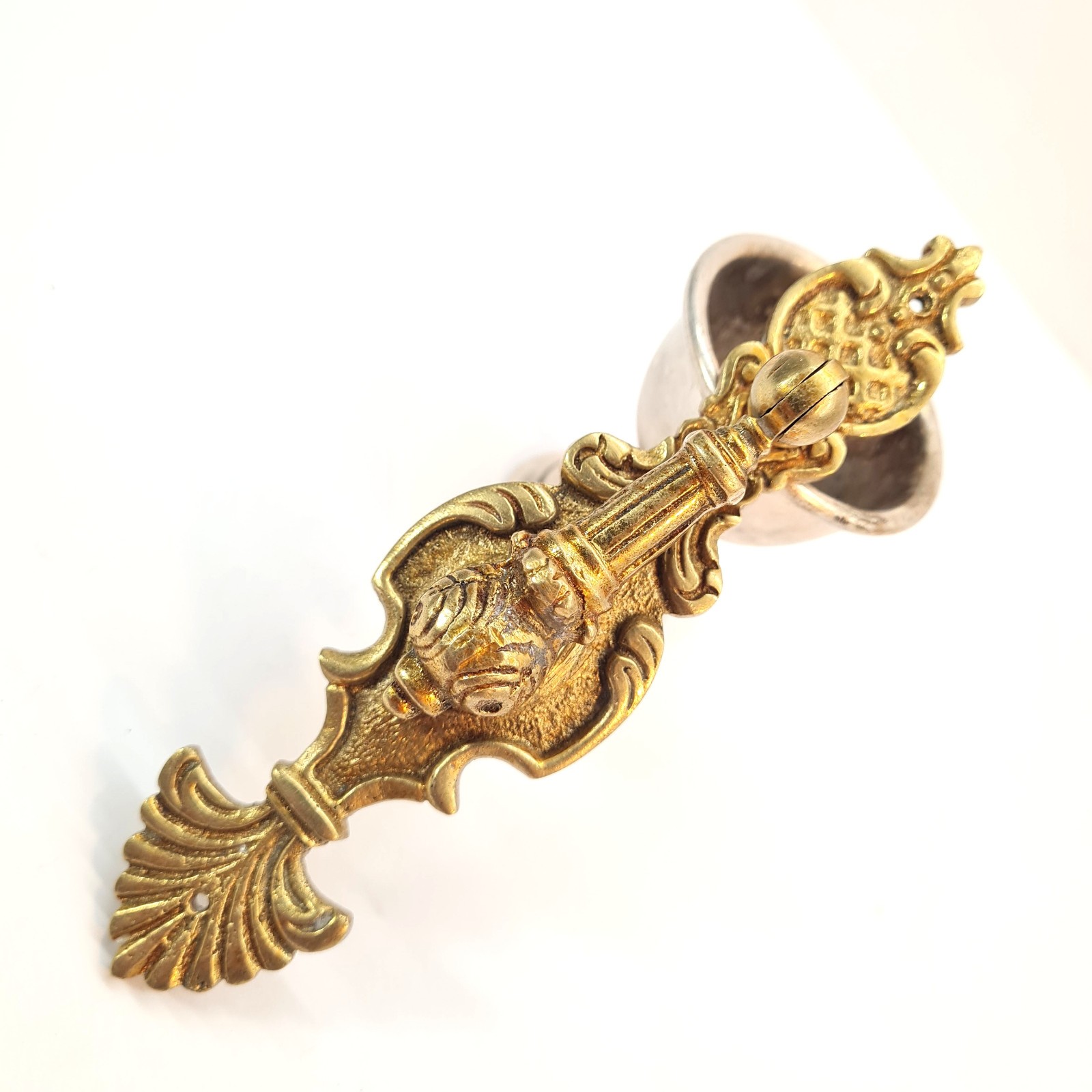 Antique Brass Drop Drawer Pull, Ornate Dresser Handle, Cabinet Wardrobe Hardware