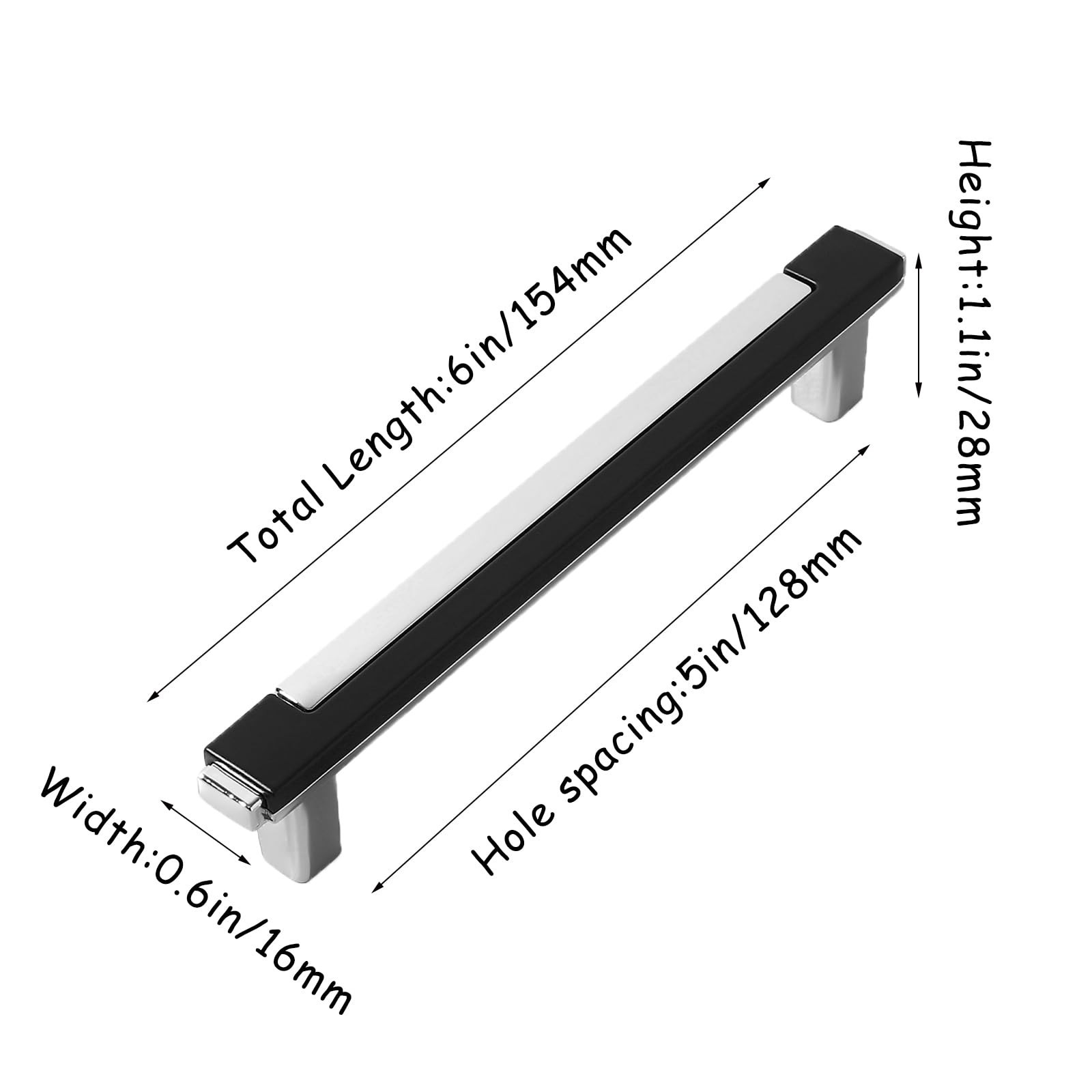 10 Pack Black Silver Cabinet Pulls & Handles, 5 Inch Hole Center | Smooth gri…