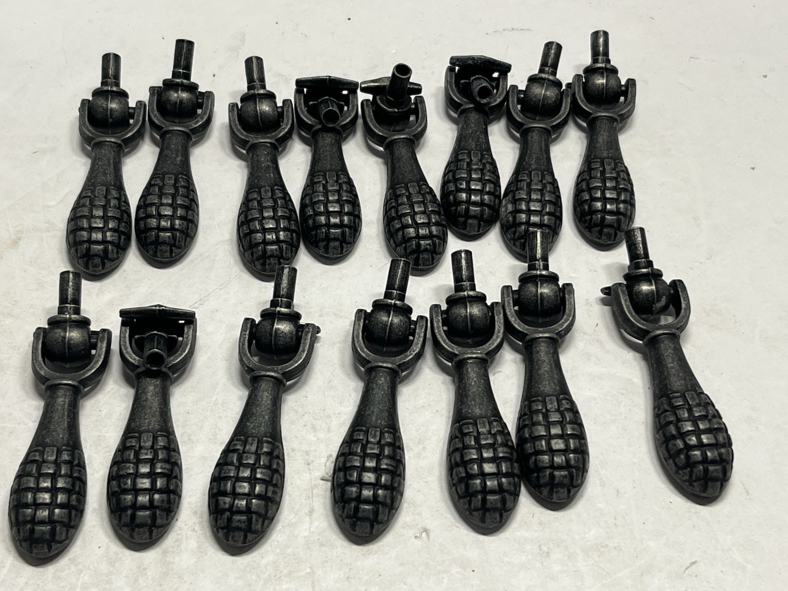 Vintage Lot (15) NOS KBC Gray/Black Basketweave Teardrop Drawer/Cabinet Pulls