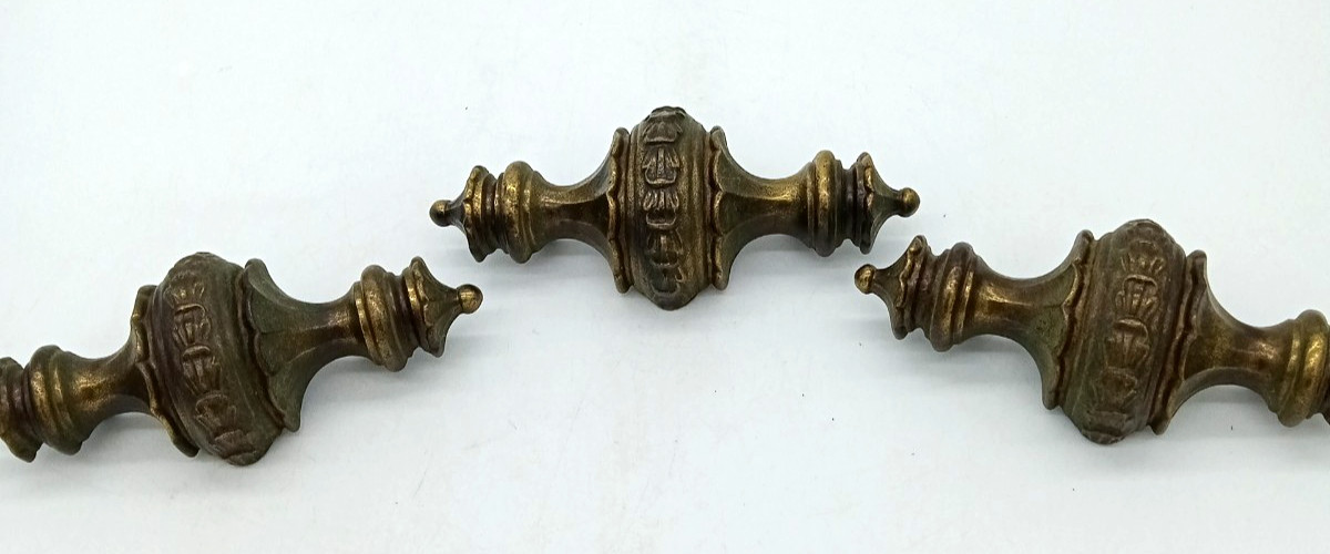 Vintage Keeler Brass Co. Set of 3 MCM Hollywood Regency Large Brass Drawer Pulls