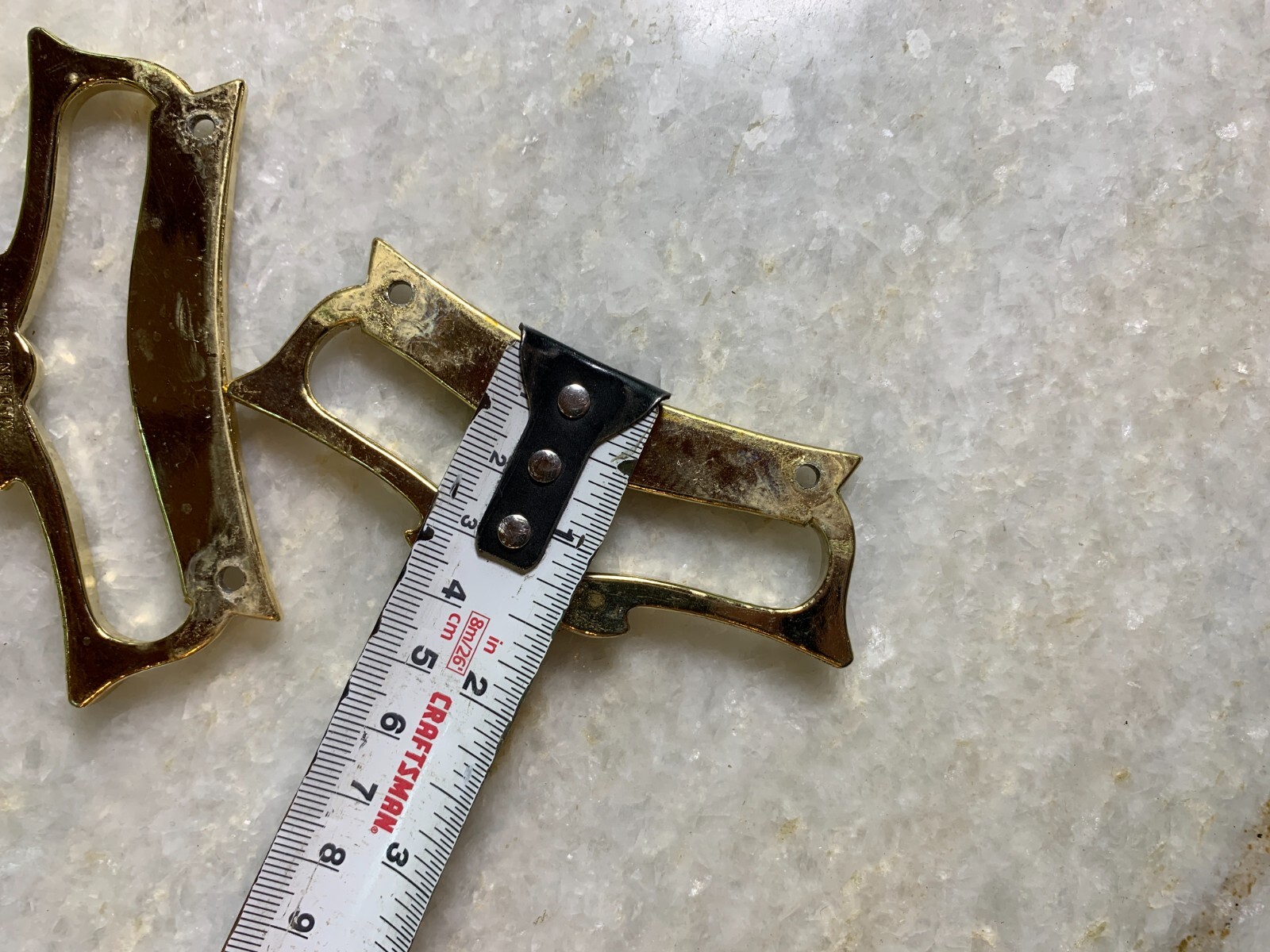 Antique Vintage Mid Century Modern MCM Steel Metal Handle Handles Gold Gilded