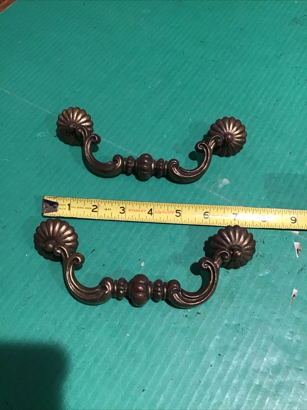 (2) Vintage KBC Drop Bail N5073 Medieval Heavy Brass 6″ COC Pull Handle Dresser