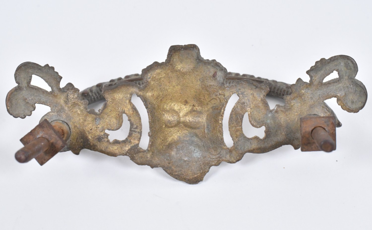 Antique Ornate Brass Drawer Handle Mythological Figure God Face Poseidon Neptune