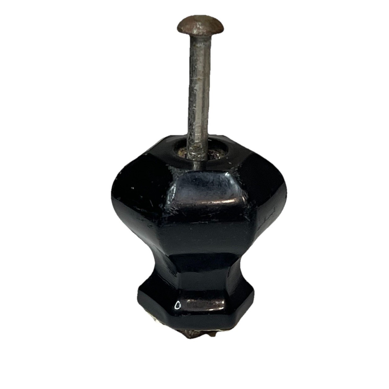 Vintage Black Glass Drawer Cabinet Knobs Pulls Mixed Styles Art Deco Lot of 3