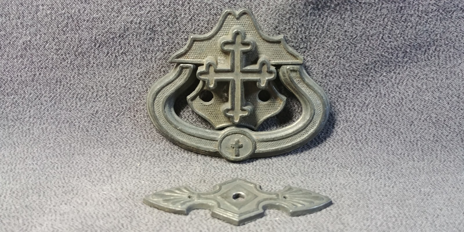 3 Raised Christian Cross Drawer Pull Back Plate Escutcheon Furniture Hardware