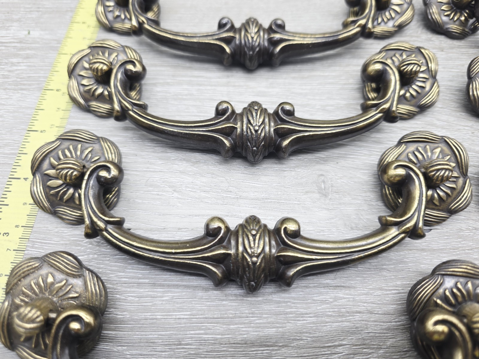 8 Sets Vintage Keeler Brass Co. Solid Brass Drawer Pull 7 Inches, 5 Inch Pull
