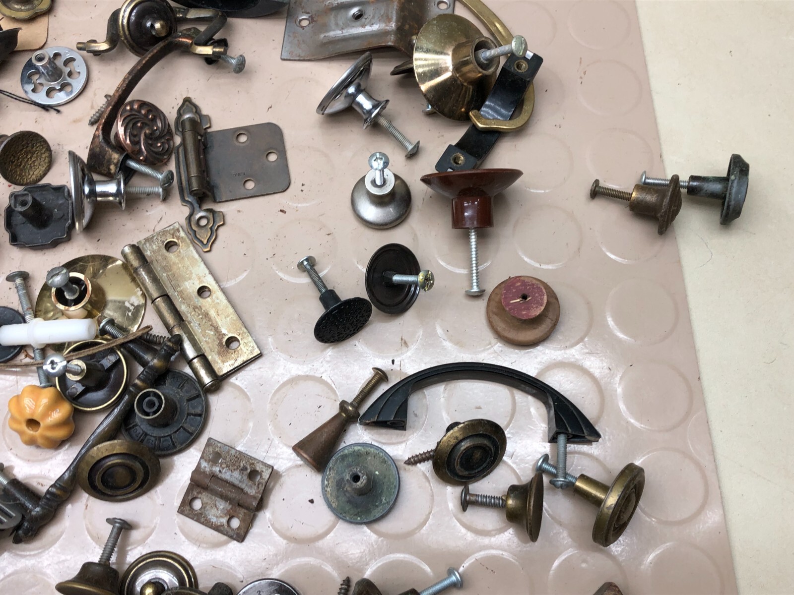 Lot Misc Cabinet Door Drawer Knobs Locks Hinges Vintage Hardware Restoration