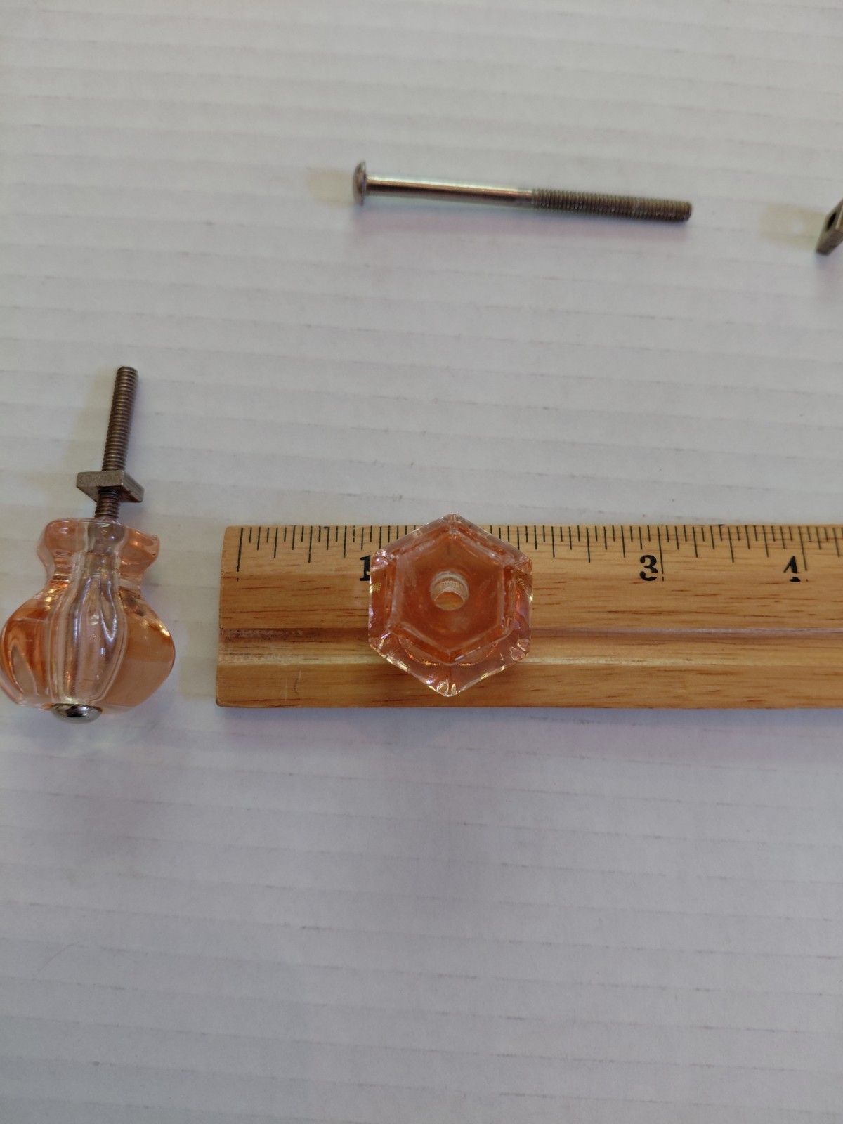 ANTIQUE AMBER/ORANGE GLASS 6 SIDED DRAWER/CABINET KNOBS 1920’S LOT OF 4