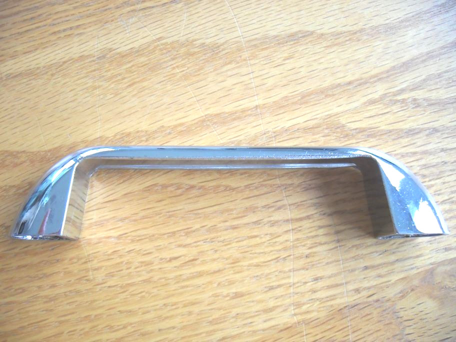Two Vintage Chrome Drawer Pulls w Flared Bases Cabinet Door / Dresser Handles