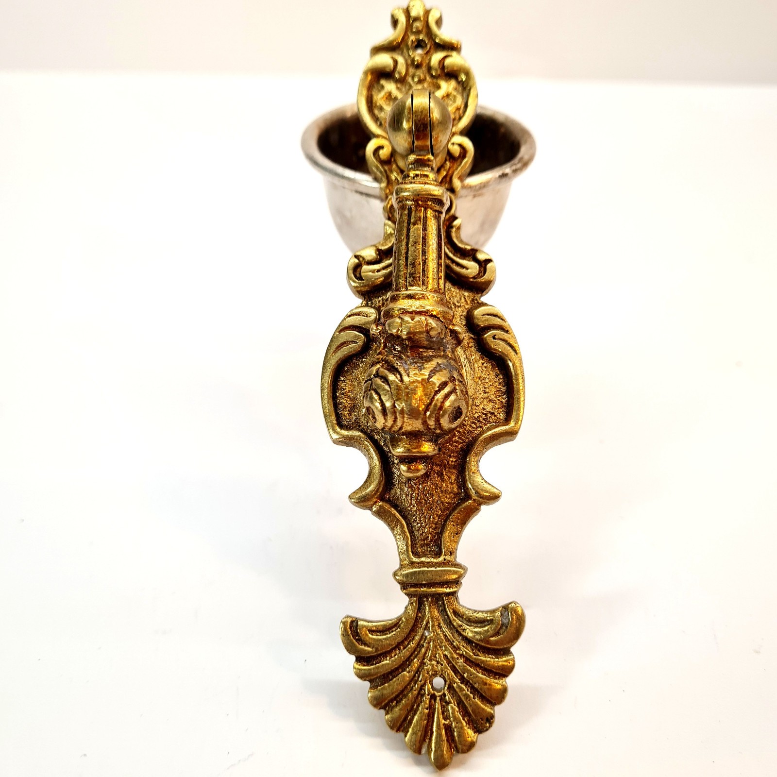 Antique Brass Drop Drawer Pull, Ornate Dresser Handle, Cabinet Wardrobe Hardware