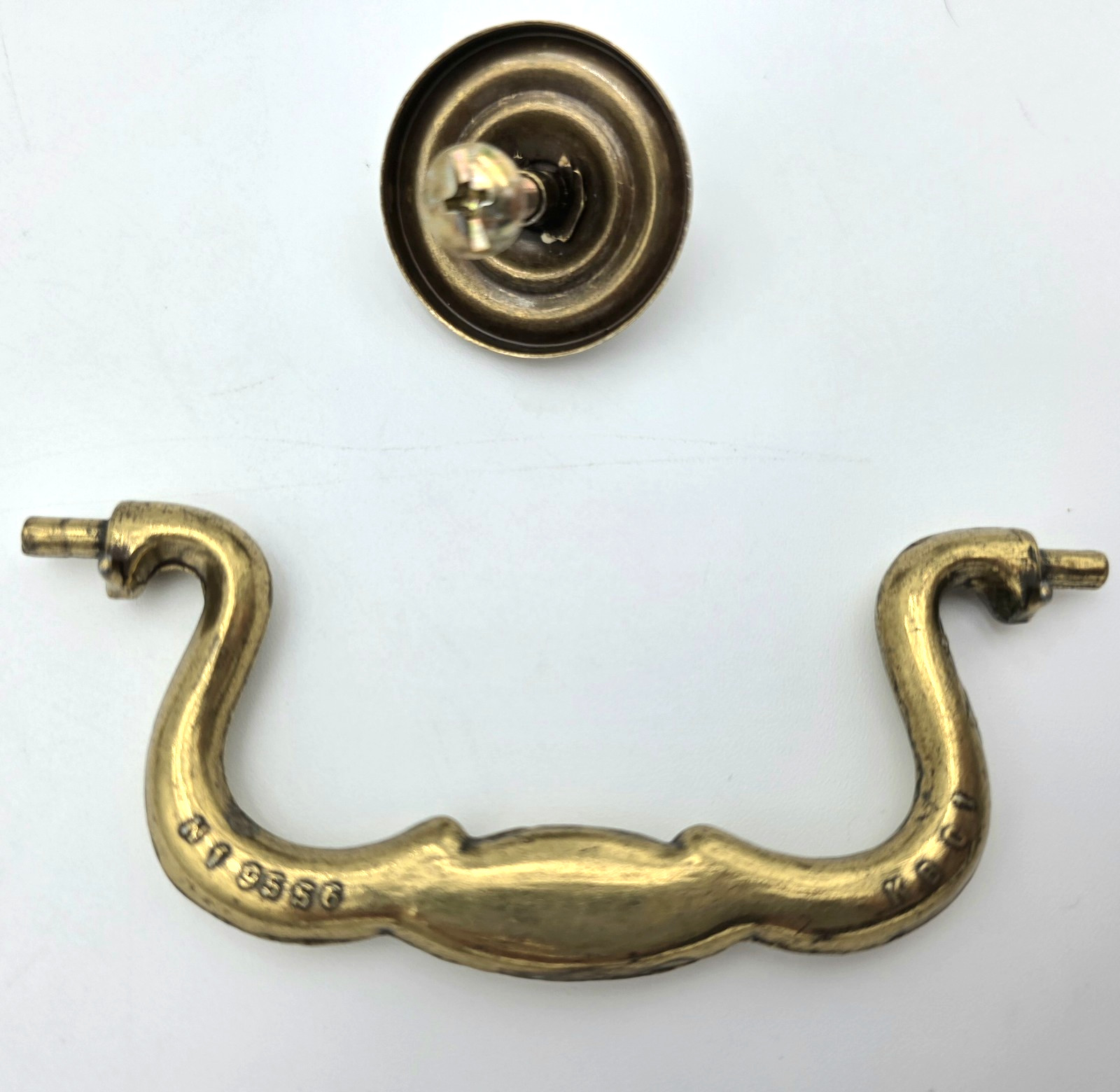 Brass Swan Neck Drawer Pull Handles Pair 3 5/8in Spacing Vintage Hardware