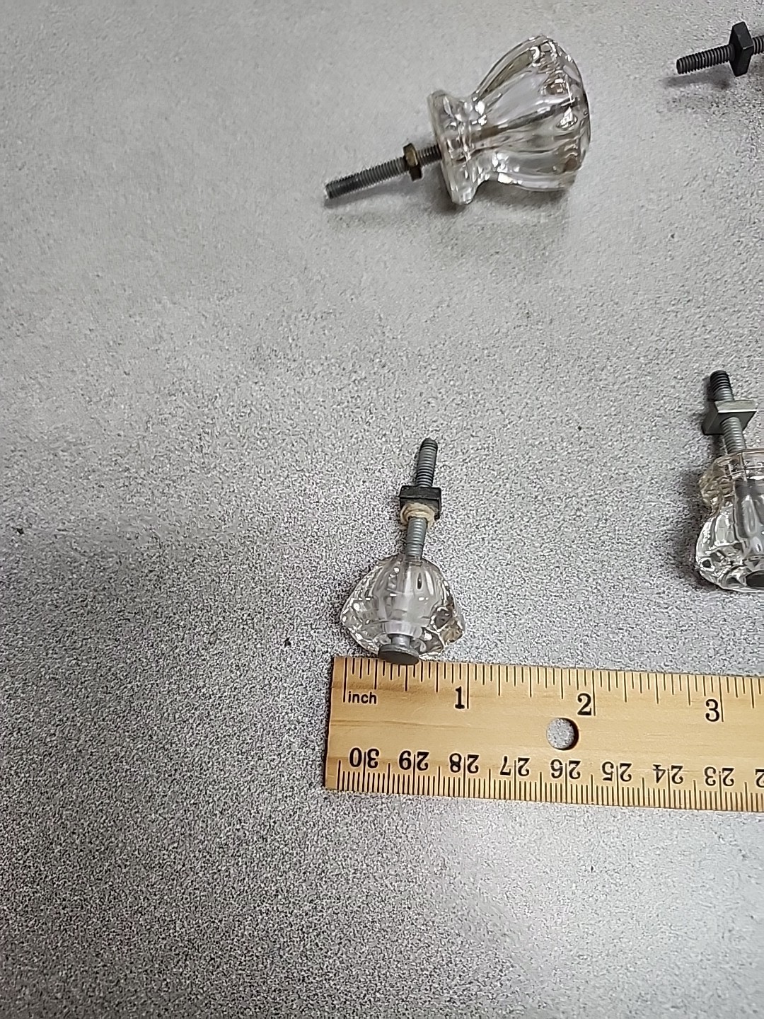 9 Clear Glass Drawer Pull Knobs 2 Sizes- Salvage Vintage