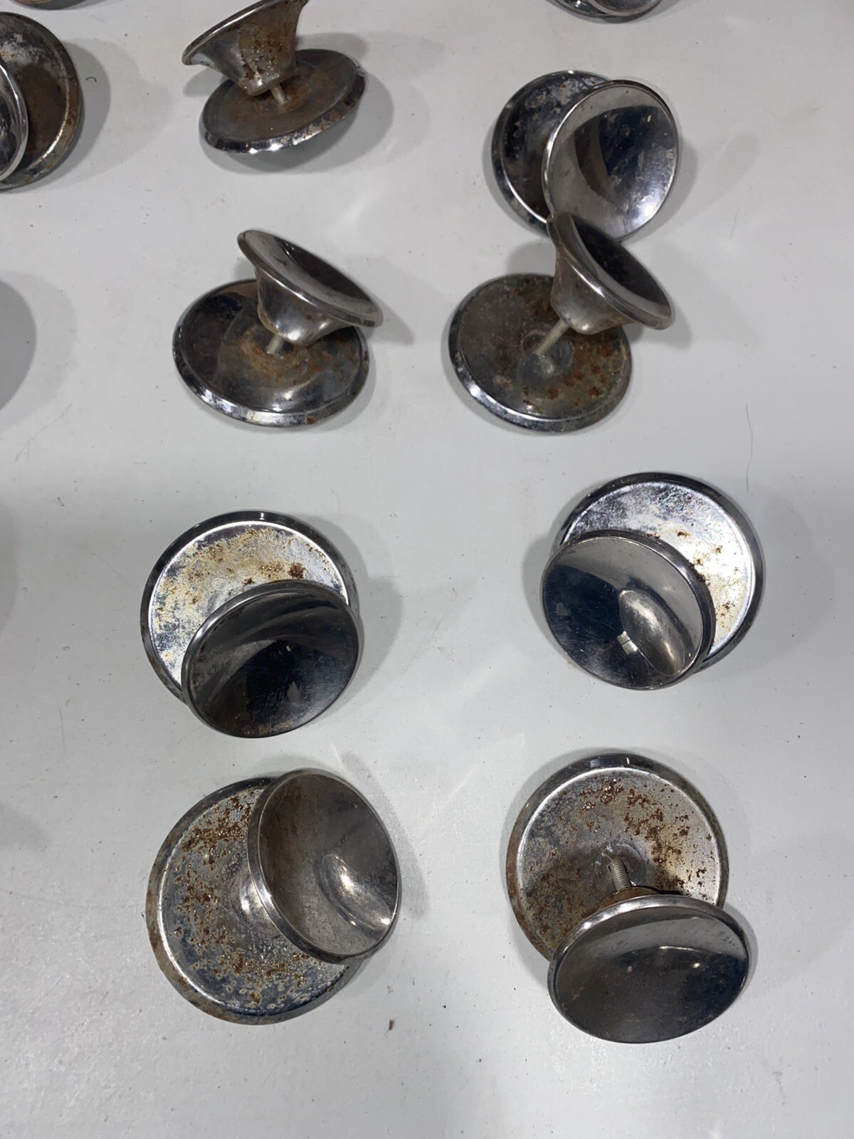 2 Vintage 2” Chrome Round Concave Cabinet Drawer Pull Knob & Backplate With Bolt