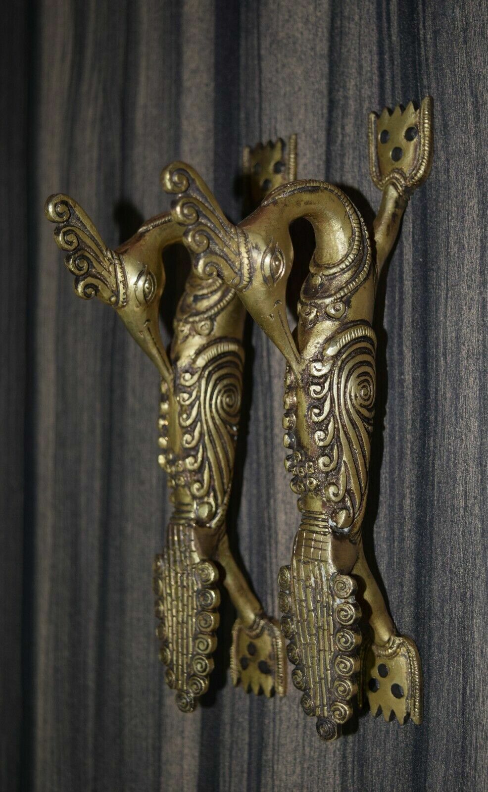 Brass Peacock Door Pull Set 8” Inches Bird Crafted Door Handles Furniture GTX