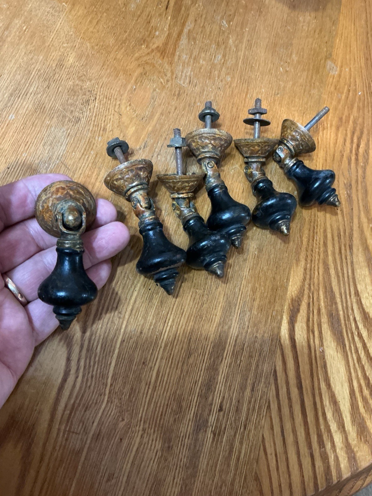 RARE ANTIQUE TEARDROP BLACK EBONIZED VICTORIAN PULL PRICED PER PULL BEAUTIFUL!
