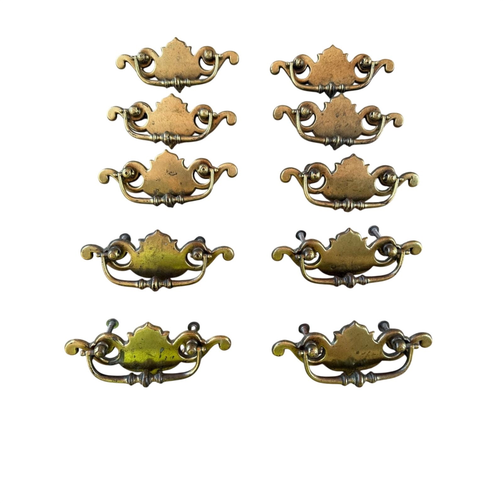 Vintage Keeler Brass Co KBC Chippendale Batwing Drawer Pulls Set of 10 N543 3in