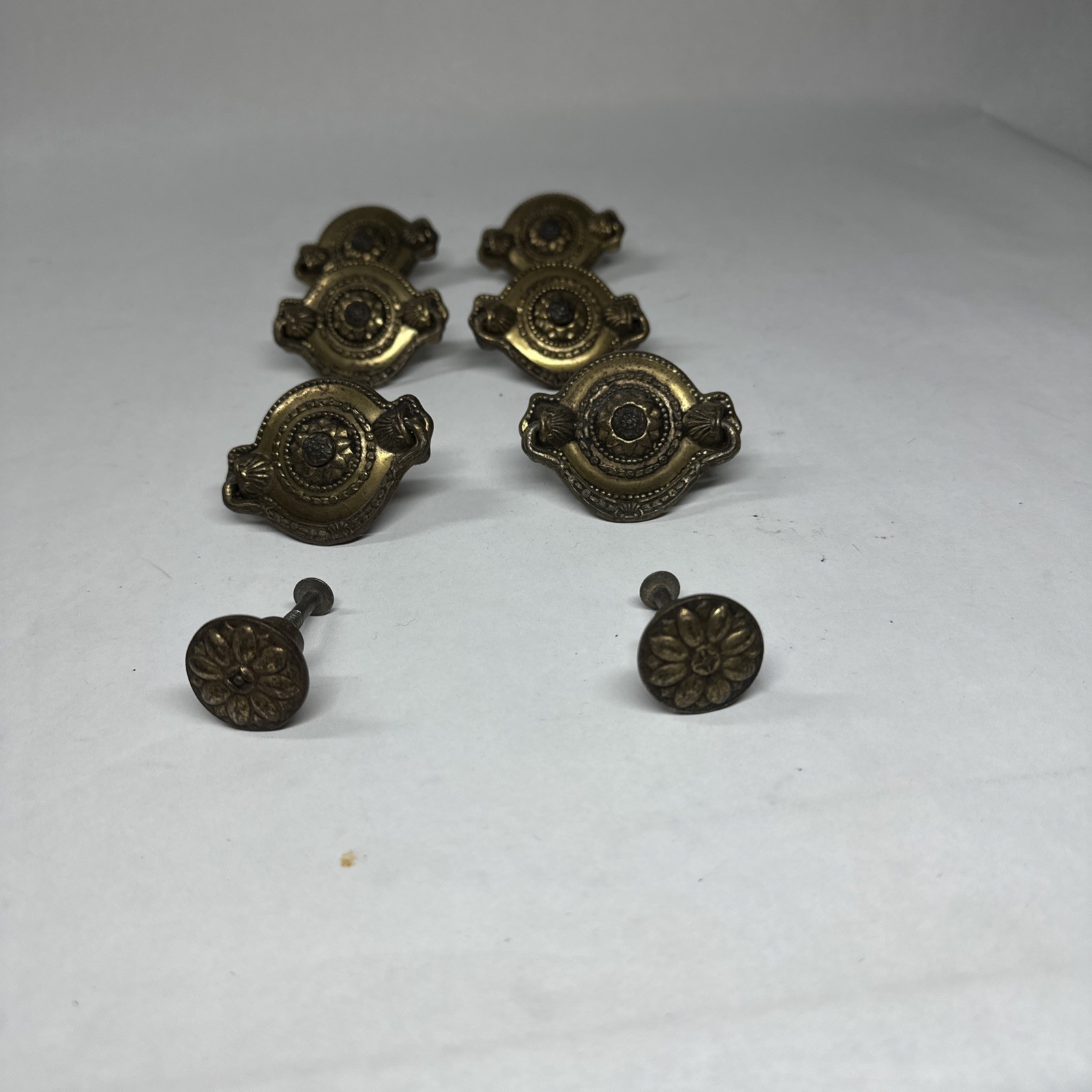 Vintage Metal Drawer Pull Drop Handle Set Of 8