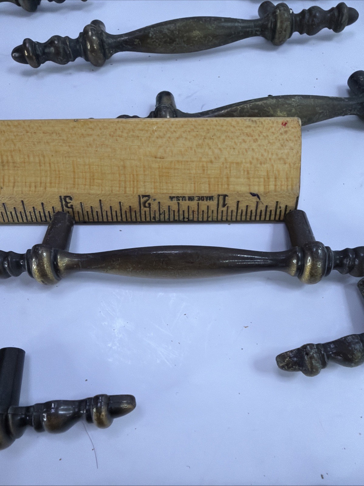 VTG Brass Drop Bail Drawer Pulls Handles Lot 15 3” Center Hardware MCM 150-1⁠