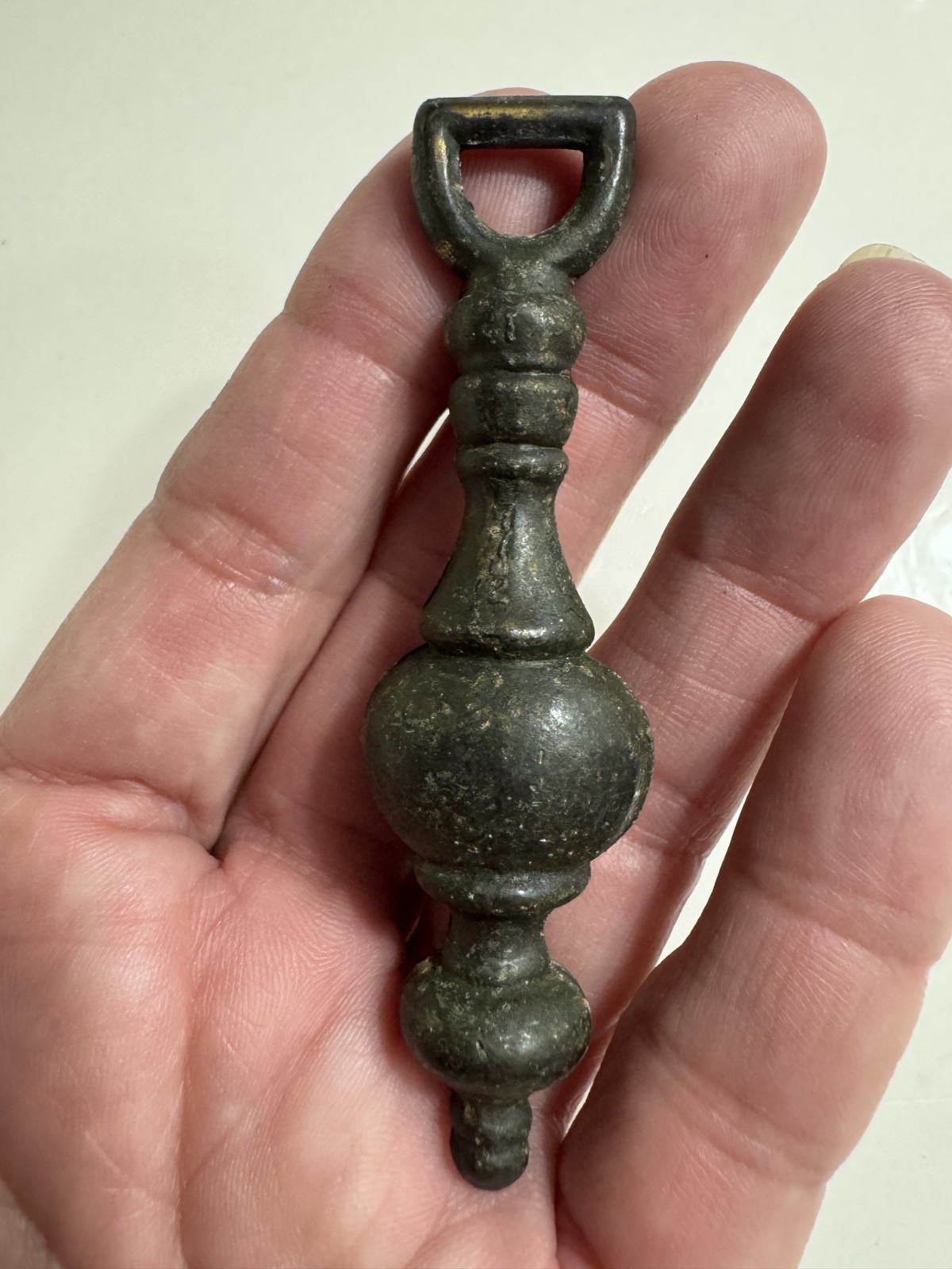 Vintage Large Bronze Antique Brass Tone Finish Hanging Drop Drawer Pull Hardware