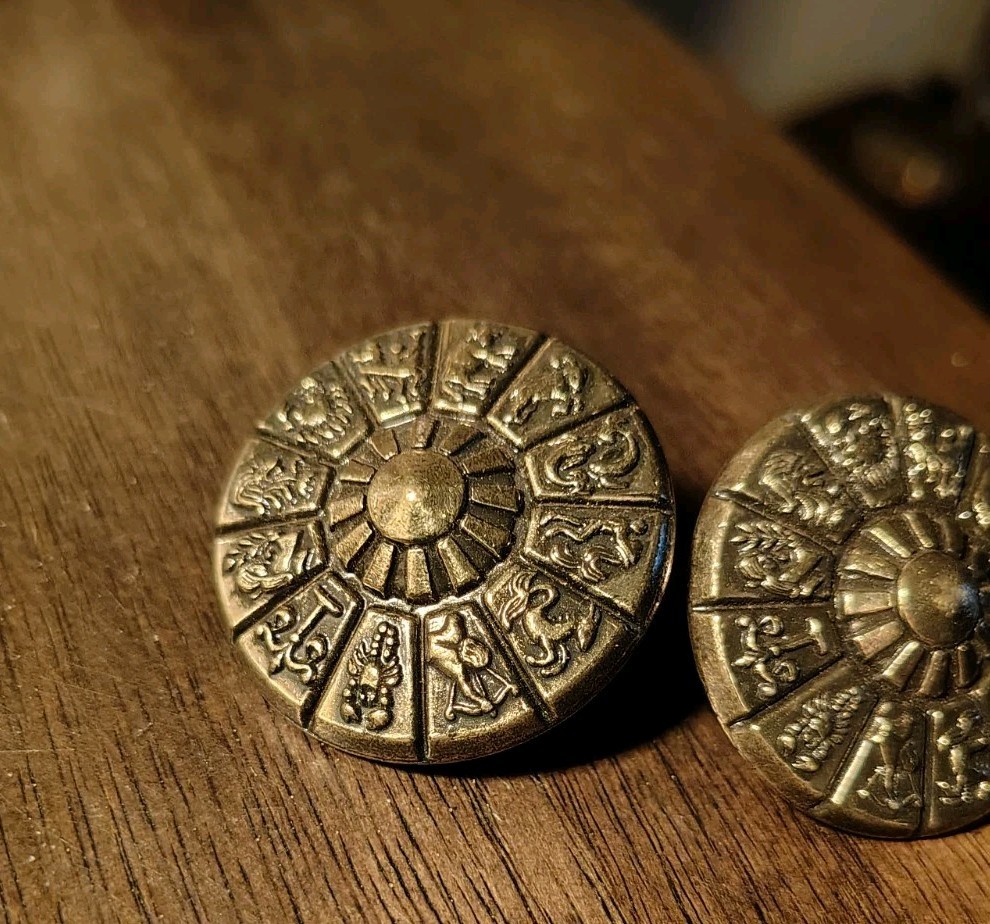 2 1-1/2in. Ajax Zodiac Knob Brass Vintage Mid Century Dresser Drawer Pull MCM