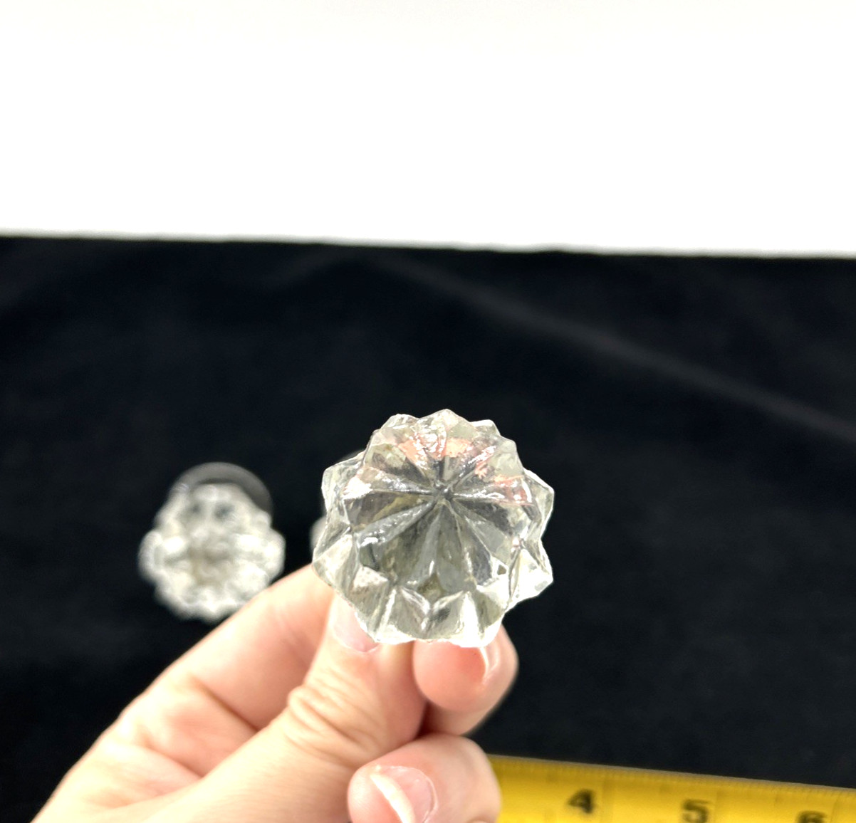 6 Vintage Clear Glass Drawer Cabinet Knob Flower Design Furniture Hardware Pull