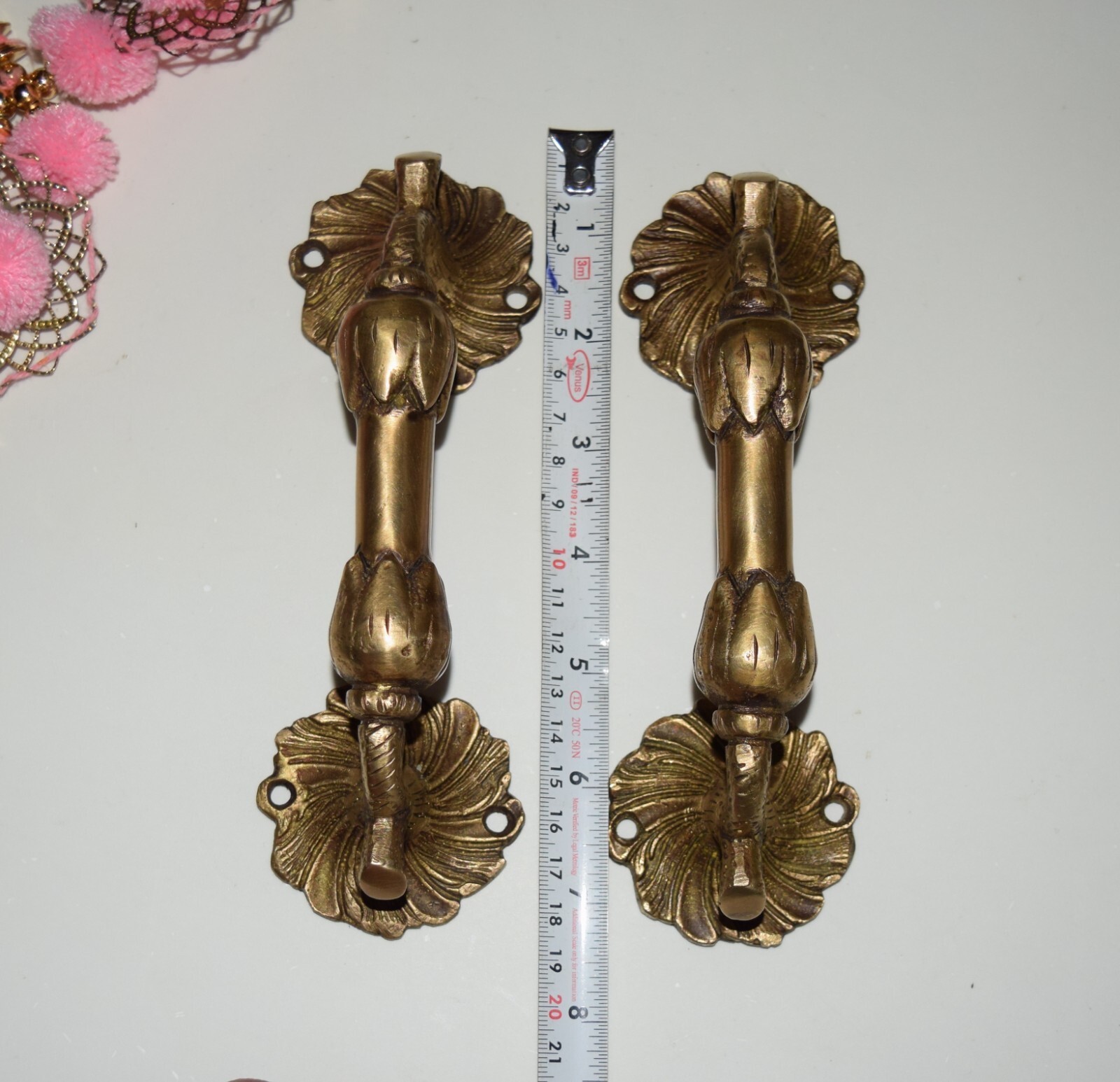 7” Inch Leaf Door Handles Brass Floral Door Furnishing Window Drawer Pull HK474