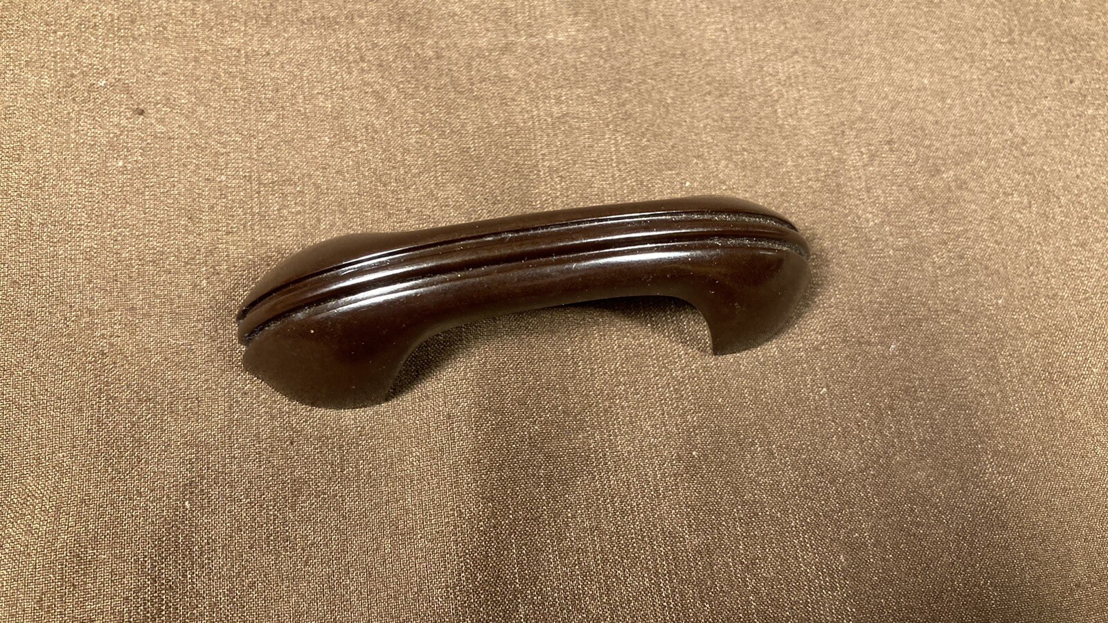 Vintage Small Bakelite Dark Brown Door Drawer Pull Handle Ribbed Arch Art Deco