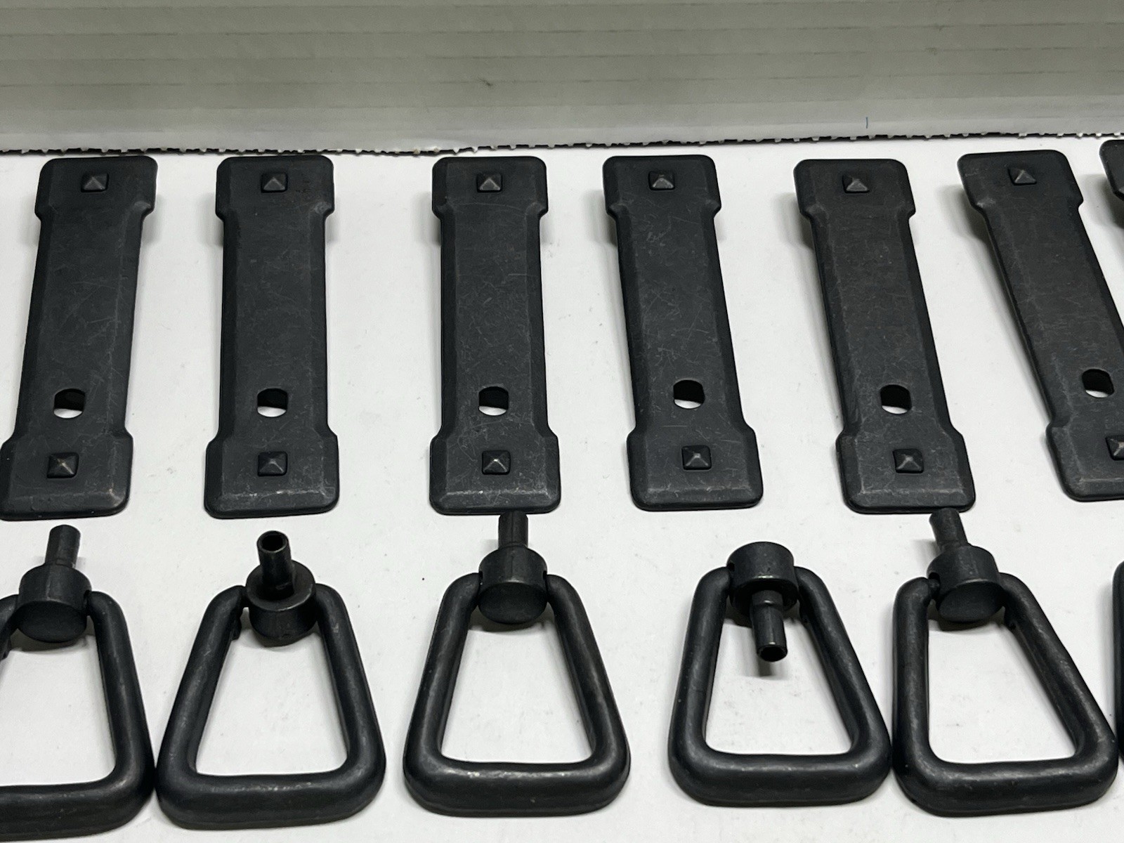 Lot (10) Black Rustic Mission Style 2pc.Vertical BackplateW/Triangle Swing Pulls